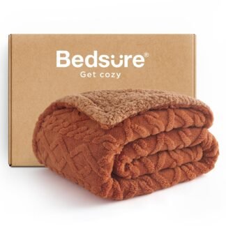 Bedsure Sherpa Fleece Throw Blanket for Couch - Soft Fluffy & Cozy Cable Jacquard Tufted Throw Blankets for Women Gift, Thick Warm Blanket for Winter and All Seasons, Beige,...