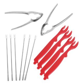 BESTOYARD 12-Piece Seafood Tool Set for Crab and Lobster Includes Crackers Forks and Shellers Sturdy Stainless Steel and Plastic for Gatherings