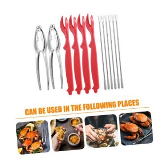 BESTOYARD 12-Piece Seafood Tool Set for Crab and Lobster Includes Crackers Forks and Shellers Sturdy Stainless Steel and Plastic for Gatherings