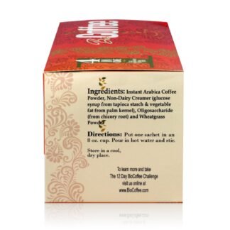 Bio Coffee- NEW! - First Organic Instant Non-dairy Alkaline Coffee (12 Sachet Box)