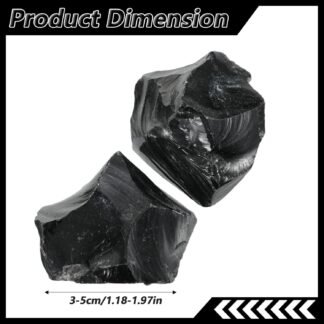 Black Obsidian Stone, 2Pcs Crystal and Healing Stones,1.18-1.97" Raw Crystals for Tumbling/Polishing/Decoration, Obsidian Gemstones for Jewelry Making, Reiki Natural Black...
