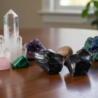 Black Obsidian Stone, 2Pcs Crystal and Healing Stones,1.18-1.97" Raw Crystals for Tumbling/Polishing/Decoration, Obsidian Gemstones for Jewelry Making, Reiki Natural Black...