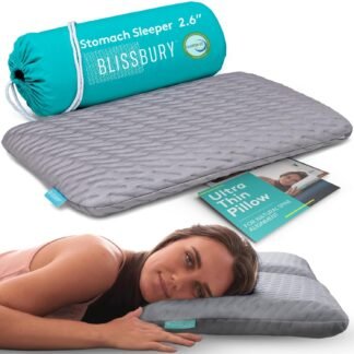 BLISSBURY Stomach Sleeping Pillow - Thin Memory Foam Pillow for Stomach Sleepers | Ultra Thin Pillow for Sleeping | Flat Pillows for Sleeping, Slim Pillow, Stomach Sleeper...