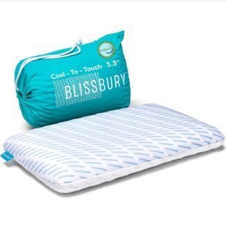 BLISSBURY Stomach Sleeping Pillow – Ultra Thin 2.6" Memory Foam for Neck and Cervical Support | Flat Pillow for Belly Sleeper | Low Loft Design for Comfort and Better Sleep