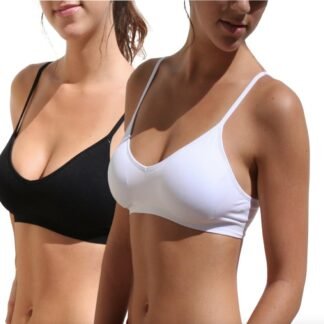 Blue 55 Women's Bralette Wireless Padded Bra Top Sexy Everyday Basic Deep V-Neck