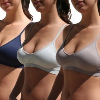 Blue 55 Women's Bralette Wireless Padded Bra Top Sexy Everyday Basic Deep V-Neck
