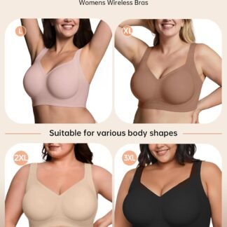 Bras for Women Supportive Wireless Push Up Bra Full Coverage No Underwire Seamless Plus Size for Older Women