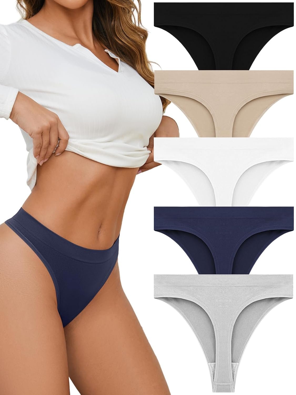 Breathable Seamless Thongs Comfortable Womens Underwear 5-Pack - lunas-mystic-emporium.com Breathable Seamless Thongs: Comfortable Women's Underwear 5-Pack