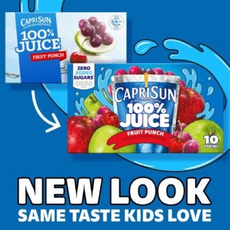 Capri Sun 100% Juice Fruit Punch Naturally Flavored Juice Blend, 40 ct Pack, 4 Boxes of 10 Pouches