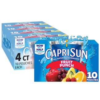 Capri Sun 100% Juice Fruit Punch Naturally Flavored Juice Blend, 40 ct Pack, 4 Boxes of 10 Pouches