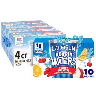 Capri Sun 100% Juice Fruit Punch Naturally Flavored Juice Blend, 40 ct Pack, 4 Boxes of 10 Pouches