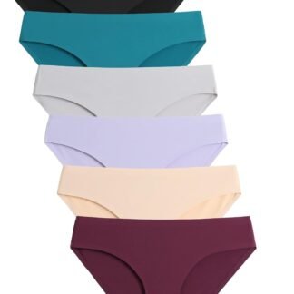 Caterlove Women's Seamless Underwear No Show Stretch Bikini Panties Silky Invisible Hipster 6 Pack