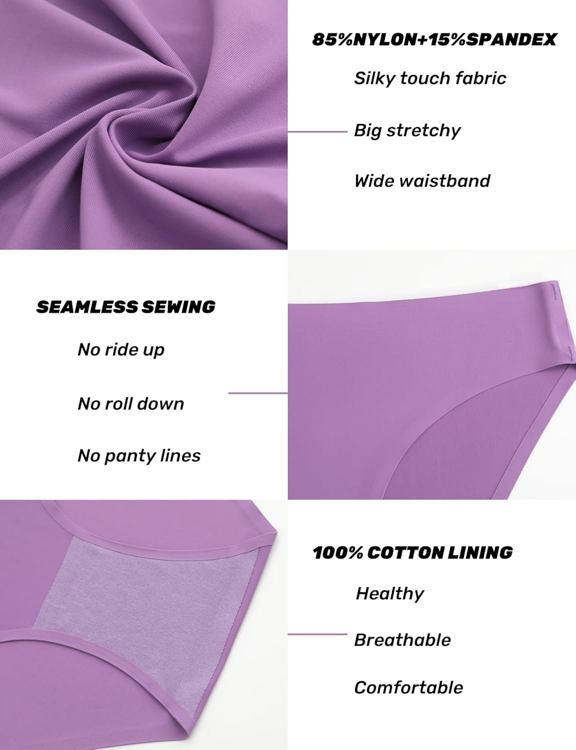 Caterlove Womens Seamless Underwear No Show Stretch Bikini Panties Silky Invisible Hipster 6 Pack - lunas-mystic-emporium.com Caterlove Women's Seamless Underwear No Show Stretch Bikini Panties Silky Invisible Hipster 6 Pack