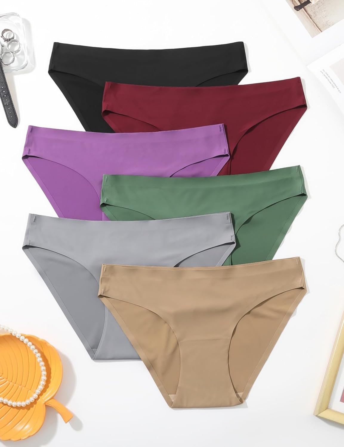 Caterlove Womens Seamless Underwear No Show Stretch Bikini Panties Silky Invisible Hipster 6 Pack - lunas-mystic-emporium.com Caterlove Women's Seamless Underwear No Show Stretch Bikini Panties Silky Invisible Hipster 6 Pack