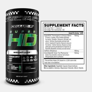 Cellucor SuperHD Thermogenic Fat Burner Weight Loss Supplement, Appetite Suppressant, & Energy Booster Capsimax, Green Tea Extract, 160mg Caffeine & More 60 Capsules (Packaging...