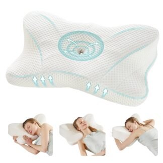 Cervical Neck Pillow, Memory Foam Pillow for Neck Pain Relief, Ergonomic Bed Pillow with Neck Support for Side, Back & Stomach Sleepers, Queen, White