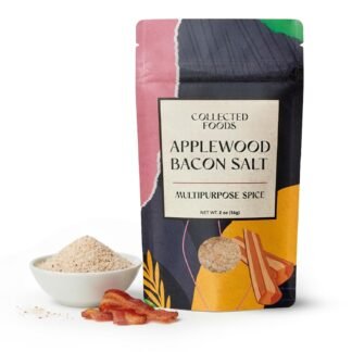 Collected Foods Premium Applewood Smoked Bacon Salt Seasoning – All-Natural, Gluten-Free, Non-GMO, Flavored Salt for Chicken, Steak, Eggs, Vegetables, Soups & More – 2oz