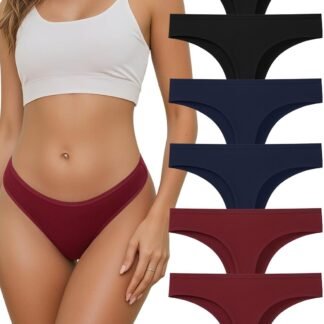 Cotton Thongs for Women, Seamless Womens Underwear Breathable Briefs Comfortable Panties 6 pack