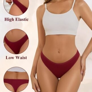 Cotton Thongs for Women， Seamless Womens Underwear Breathable Briefs Comfortable Panties 6 pack