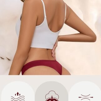 Cotton Thongs for Women， Seamless Womens Underwear Breathable Briefs Comfortable Panties 6 pack