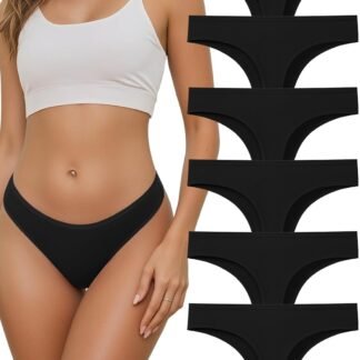 Cotton Thongs for Women， Seamless Womens Underwear Breathable Briefs Comfortable Panties 6 pack