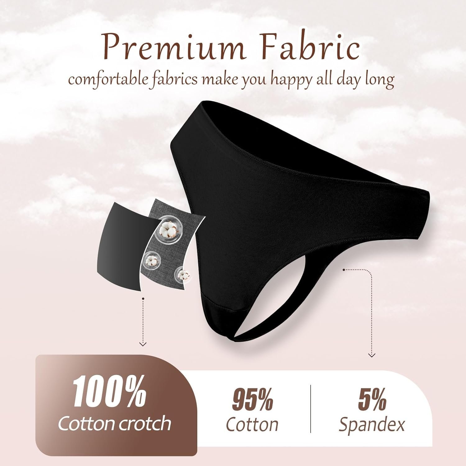 Cotton Underwear for Women Pack Breathable Thongs for Women Sexy Stretch Soft Womens Panties Thong XS-XL - lunas-mystic-emporium.com Cotton Underwear for Women Pack Breathable Thongs for Women Sexy Stretch Soft Womens Panties Thong XS-XL