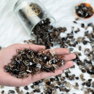 Crocon 1LB Crushed Smoky Quartz Chips Bulk Stone 2000+ Carats Natural Quartz Pieces Irregular Shape Gemstone Tumbling Cabbing Gem Mining Chakra Balancing Reiki and Crystal...