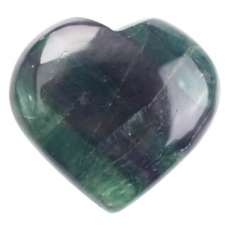 Crocon 50mm Multi Fluorite Heart stone Big Heart Shape Puff Stones Set 450+ Carats Pocket Crystal Healing Tumble Collection Palm Worry Stone Good Luck Charm Meditation Gift...