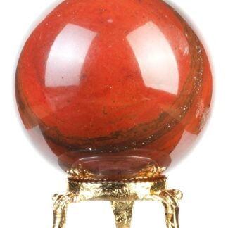 Crocon 55mm Red Jasper Stone Sphere Ball with Metal Stand 1400+ Carats Gemstone Ball Healing Sphere Sculpture Figurine for Fengshui Divination Home Decoration Photography...