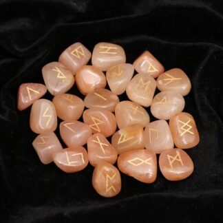 Crocon Red Aventurine Rune Stones Set Engraved with Elder futhark Crystal Runes Set, Reiki Healing runas for Meditation Chakra Balancing, Rune Stone for Beginners with Crystal...