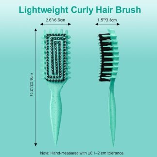 Curly Hair Brush, Curl Defining Brush with Soft Boar Bristles Detangling Tangled Glides, Wide-Teeth Design Effortlessly Shaping & Defining Curls, Curling Definer for Wet & Dry...
