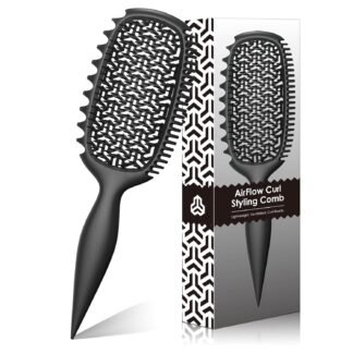 Curly Hair Brush, Curl Defining Brush with Soft Boar Bristles Detangling Tangled Glides, Wide-Teeth Design Effortlessly Shaping & Defining Curls, Curling Definer for Wet & Dry...