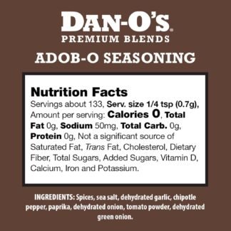 Dan-O's Adob-O Seasoning, 3.3 oz Bottle 2 Pack, All Purpose Seasoning for Chicken Wings, Pork, Brisket, Tacos and More, Sugar Free, Zero Calorie, Use this Spice Blend to Craft a...