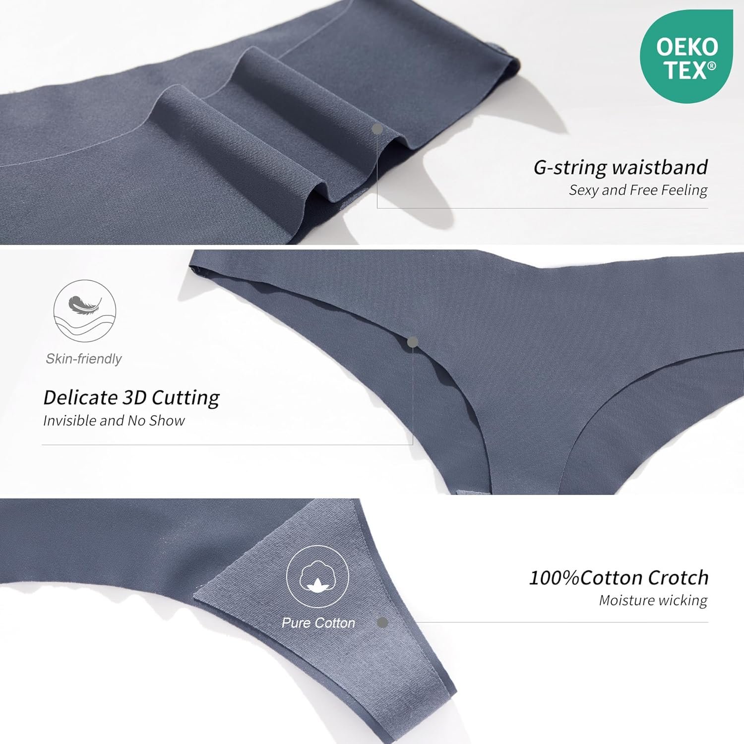 DEANGELMON Seamless Thongs for Women No Show Thong Underwear Women Comfortable Multiple Pack - lunas-mystic-emporium.com DEANGELMON Seamless Thongs for Women No Show Thong Underwear Women Comfortable Multiple Pack