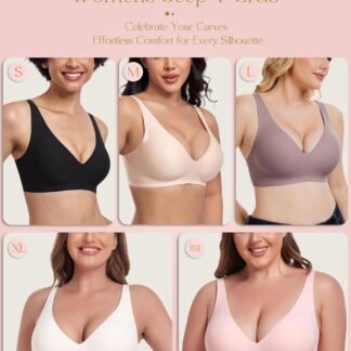 Deep V Bras for Women No Underwire Seamless Bralettes for Women Wireless Plunge T Shirt Bra with Extender