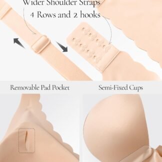 Deep V Petal Bras for Women No Underwire Soft Wireless Bras Comfort Seamless Bralettes with Extender
