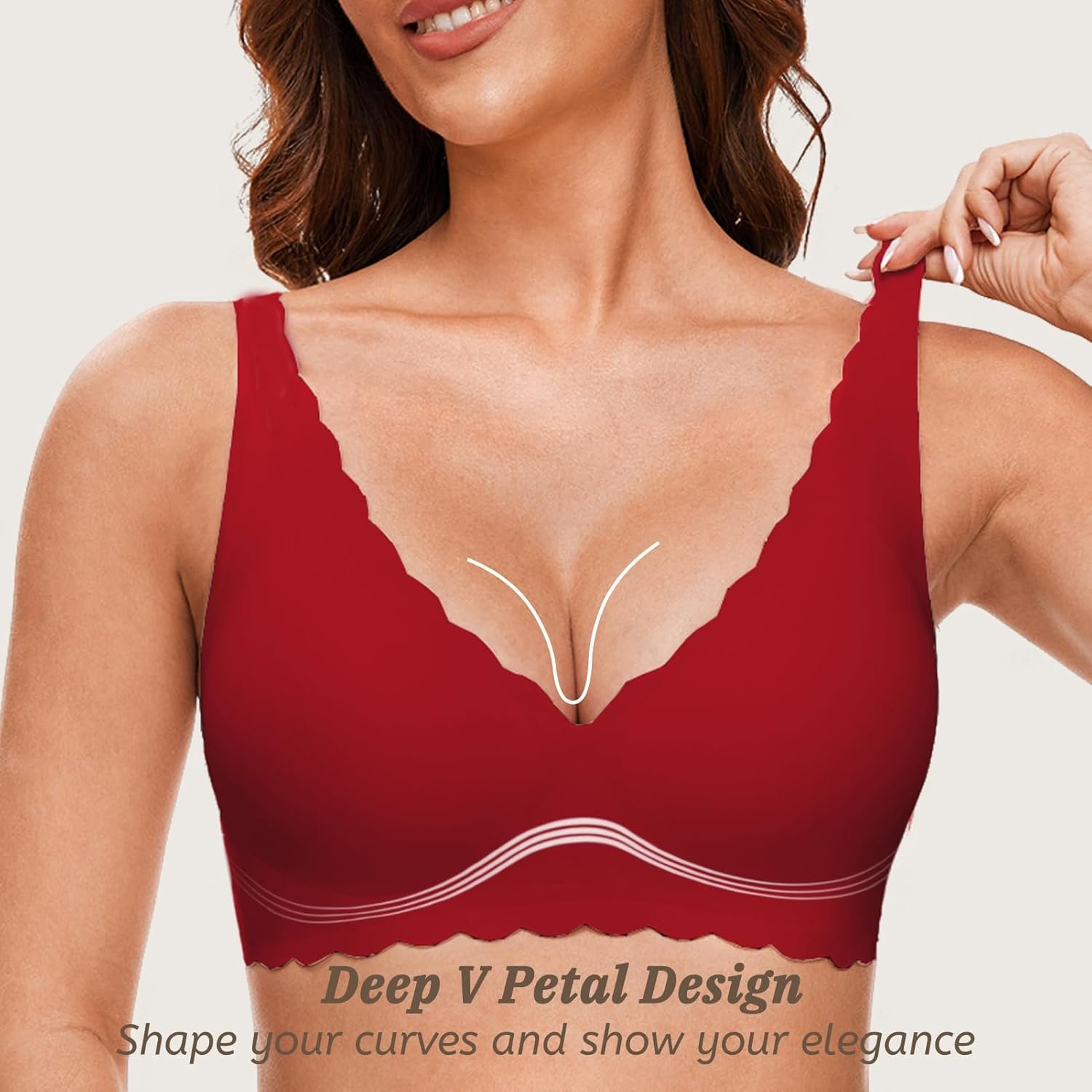 Deep V Petal Bras for Women No Underwire Soft Wireless Bras Comfort Seamless Bralettes with Extender - lunas-mystic-emporium.com Deep V Petal Bras for Women No Underwire Soft Wireless Bras Comfort Seamless Bralettes with Extender