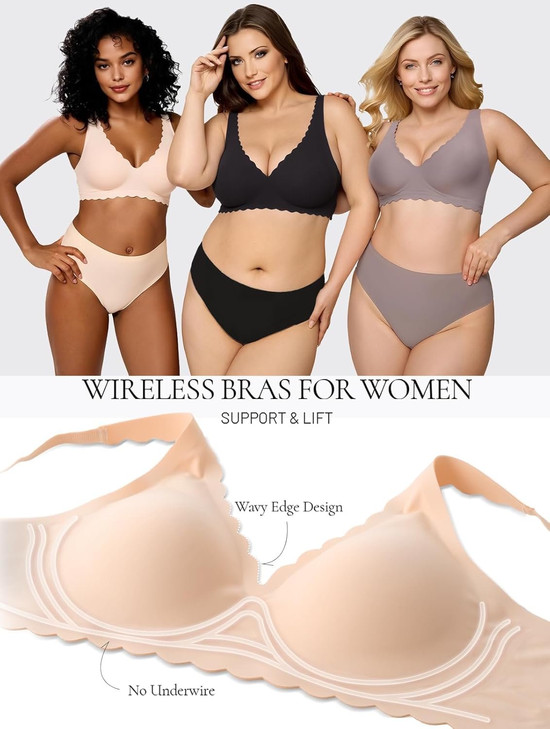 Deep V Petal Bras for Women No Underwire Soft Wireless Bras Comfort Seamless Bralettes with Extender - lunas-mystic-emporium.com Deep V Petal Bras for Women No Underwire Soft Wireless Bras Comfort Seamless Bralettes with Extender