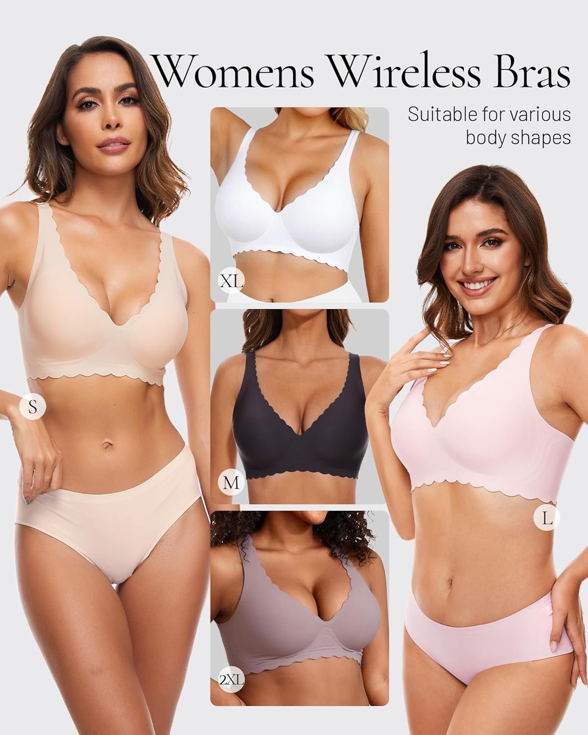 Deep V Petal Bras for Women No Underwire Soft Wireless Bras Comfort Seamless Bralettes with Extender - lunas-mystic-emporium.com Deep V Petal Bras for Women No Underwire Soft Wireless Bras Comfort Seamless Bralettes with Extender