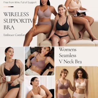 Deep V Petal Bras for Women No Underwire Soft Wireless Bras Comfort Seamless Bralettes with Extender