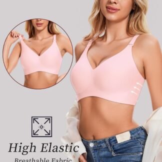 Deep V Petal Bras for Women No Underwire Soft Wireless Bras Comfort Seamless Bralettes with Extender