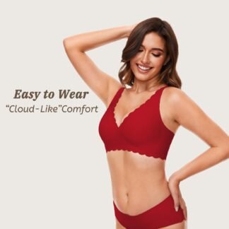Deep V Petal Bras for Women No Underwire Soft Wireless Bras Comfort Seamless Bralettes with Extender