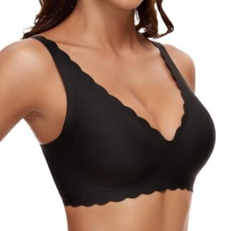 Deep V Petal Bras for Women No Underwire Soft Wireless Bras Comfort Seamless Bralettes with Extender