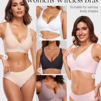 Deep V Petal Bras for Women No Underwire Soft Wireless Bras Comfort Seamless Bralettes with Extender