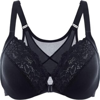 DELIMIRA Women's Front Closure Bras Posture Full Coverage Plus Size Lace Underwire Unlined Bra