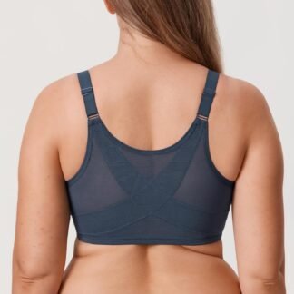 DELIMIRA Women's Front Closure Bras Posture Full Coverage Plus Size Lace Underwire Unlined Bra