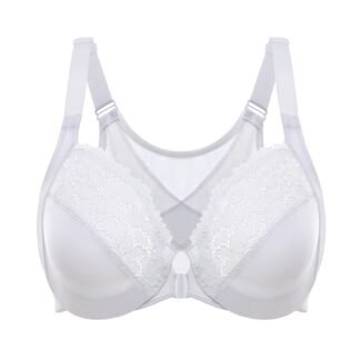 DELIMIRA Women's Front Closure Bras Posture Full Coverage Plus Size Lace Underwire Unlined Bra