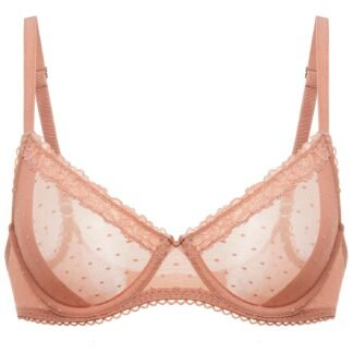 DOBREVA Women's Balconette Lace Bra See Through Demi Sheer Mesh Plus Size Underwire