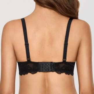 DOBREVA Women's Push Up Lace Bra Underwire Plunge Full Coverage Bras Sexy Plus Size Support