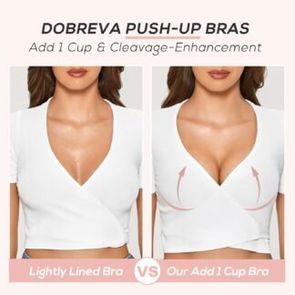 DOBREVA Women's Push Up Lace Bra Underwire Plunge Full Coverage Bras Sexy Plus Size Support